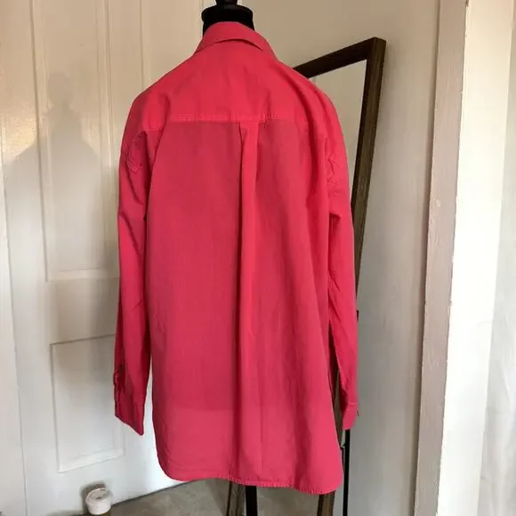 Women's Oversized Pink Button Down Blouse Size Small - Picture 2 of 5